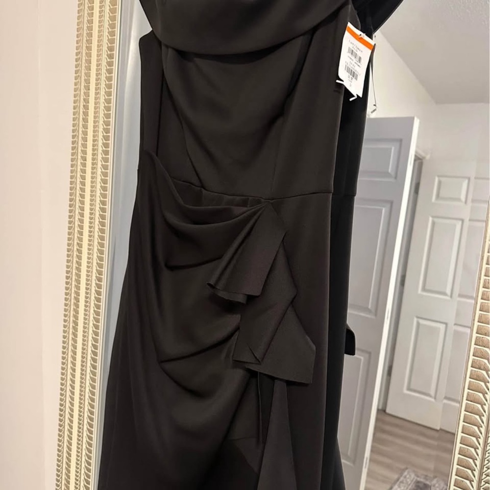 Xscape Asymmetrical Black Dress
